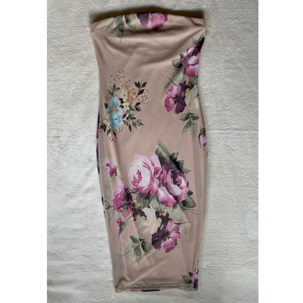 Beige Floral Windsor Dress